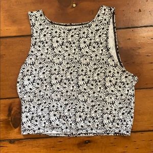 Black and White Aeropostale Floral Crop Top